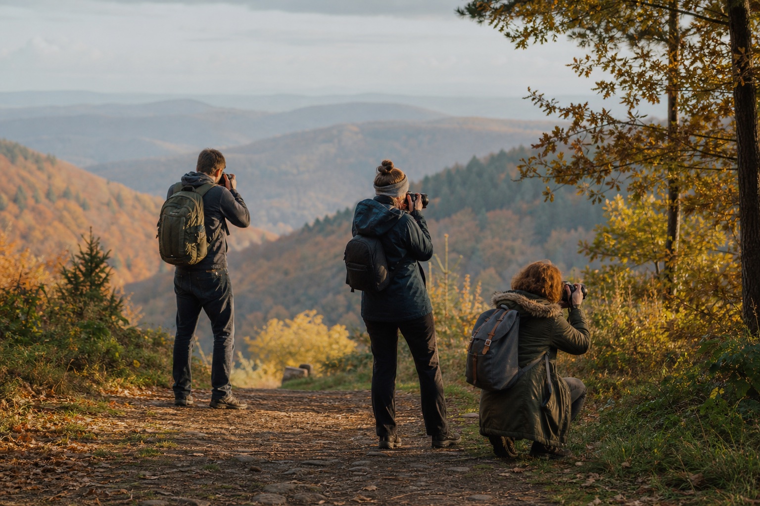 Fotografiegruppe bei einem herbstlichen Fotowalk im Taunus
